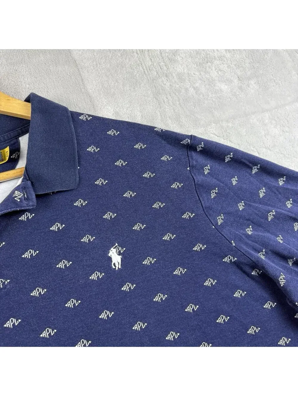 Polo Ralph Lauren Classic Fit Men XXL Navy All Over Print Pony Polo Shirt Preppy